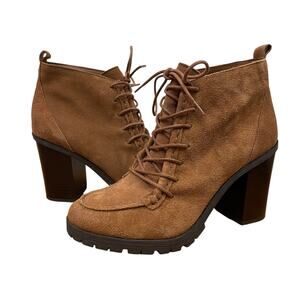 Circus by Sam Edelman Saddle Brown Suede Chunky Heel Bootie Size 8